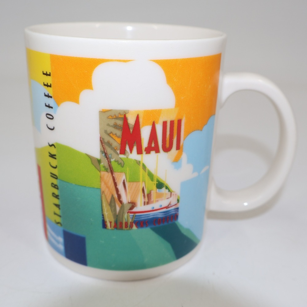 Starbucks Coffee Mug Maui Hawaii 2001 Large‎ Multicolor Tropical Souvenir Cup